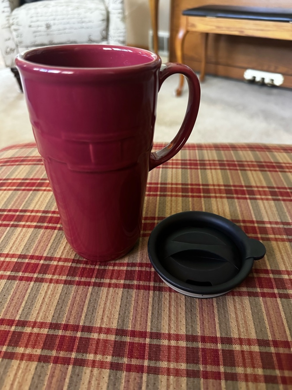 Longaberger Travel Mug with Handle - paprika- with lid -discounted